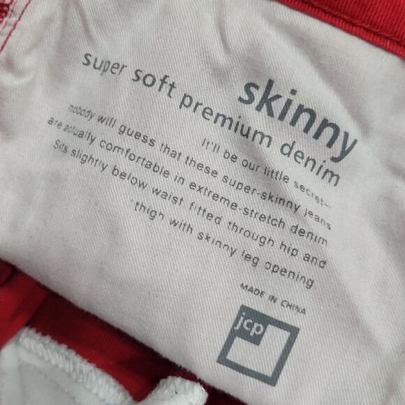 Red Stretchy Skinny Jeans Size 18w - Picture 9 of 9